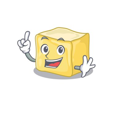 Maskot karakter tarzında bir parmak kremalı tereyağı.