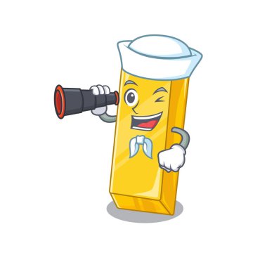 Altın çizgi film mutlu denizci tarzı dürbünlü