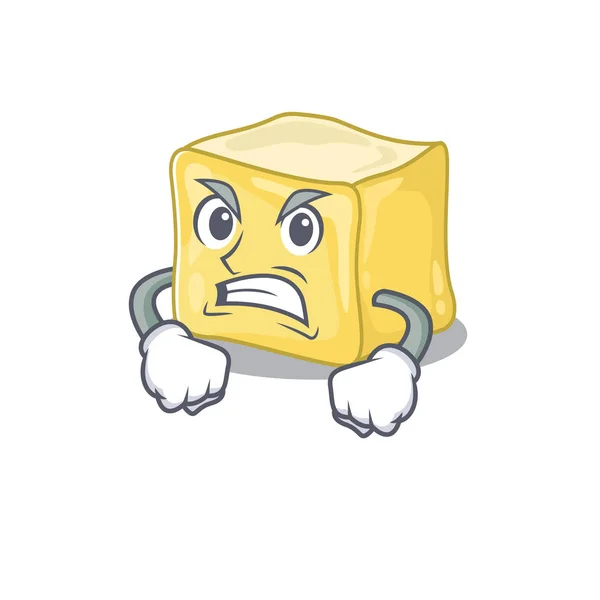 Cremoso caricatura de mantequilla diseño de personajes con cara enojada — Vector de stock