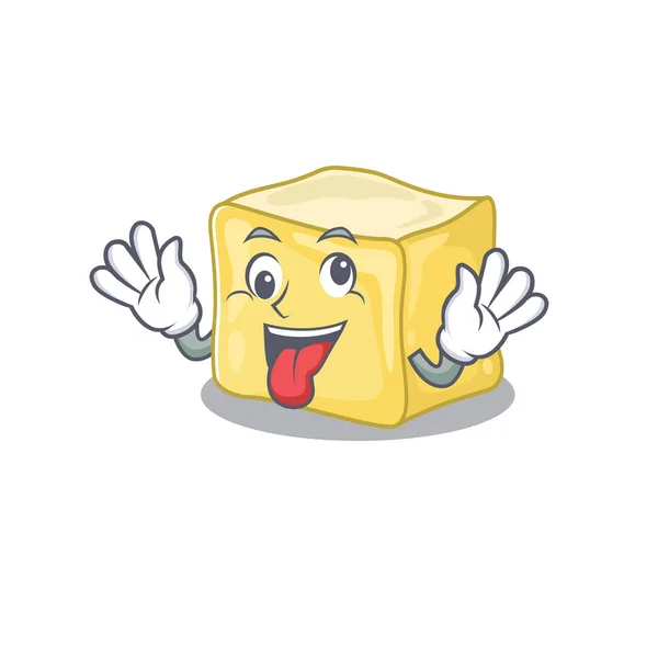 Krémové máslo Kreslený charakter styl s bláznivou tváří — Stockový vektor