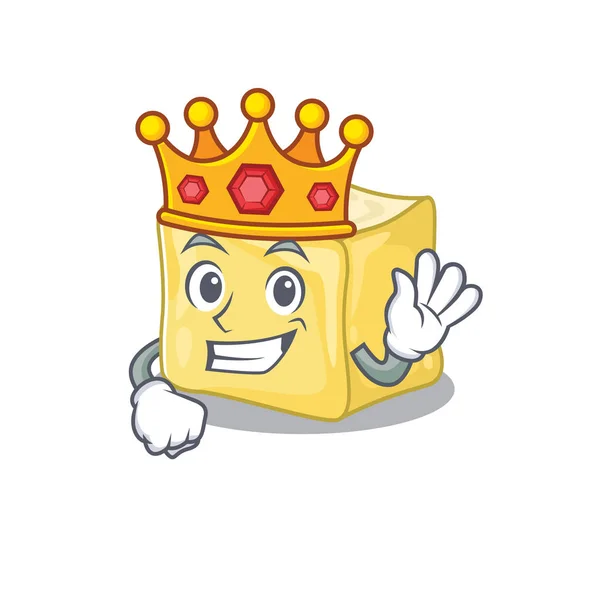 Eine atemberaubende cremige Butter stilisiert König auf Cartoon-Maskottchen-Stil — Stockvektor