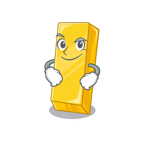 Karakter maskot batang emas keren dengan wajah Smirking - Stok Vektor