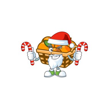 Sepet portakalları Noel Baba kostümlü, şekerli çizgi film karakteri