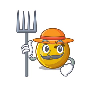 Neşeli Çiftçi Bowling topu resmi Şapkalı ve aletli