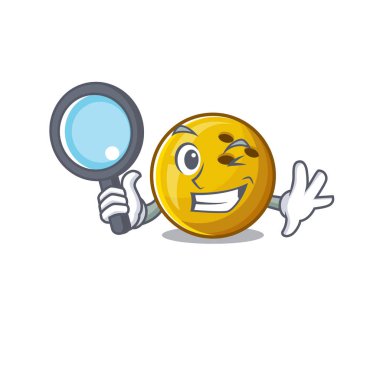 Havalı ve akıllı bowling topu dedektif maskot stili.