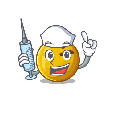 Gülen hemşire, elinde şırınga olan çizgi film karakteri.