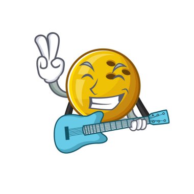 Gitarlı bowling topu gösterisi maskotu.