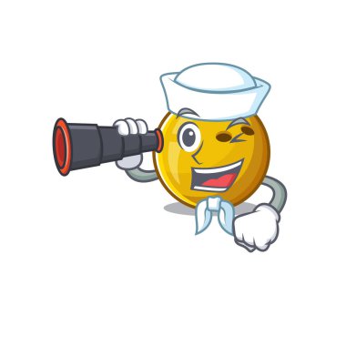 Bowling topu çizgi filmi mutlu denizci stili dürbünlü.