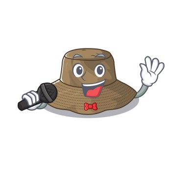 Mutluluk şapkası mikrofonda şarkı söylüyor