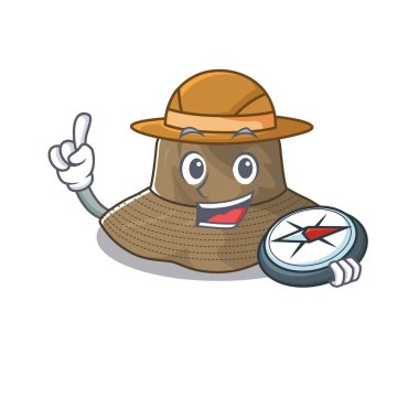 Kova şapka stilize Explorer bir pusula var