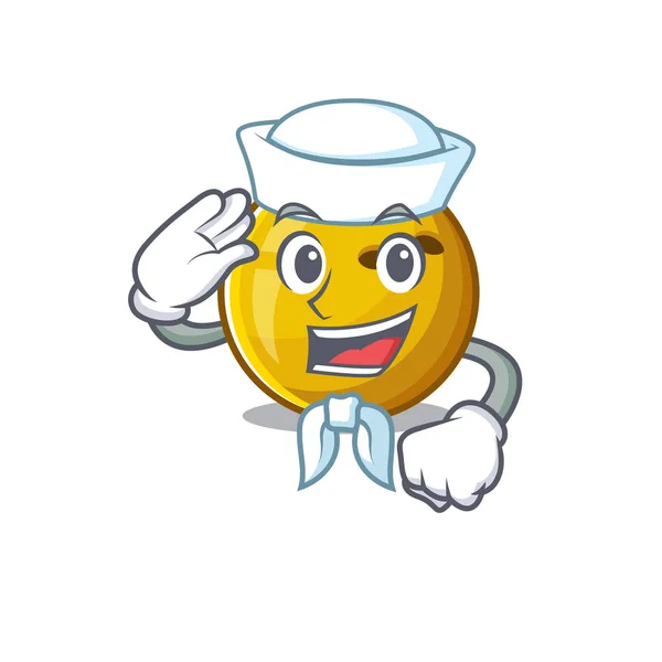 Een mascotte ontwerp van bowling bal Sailor dragend hoed — Stockvector