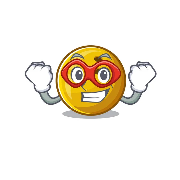 Maskot Smiley bola bowling berpakaian seperti pahlawan super - Stok Vektor