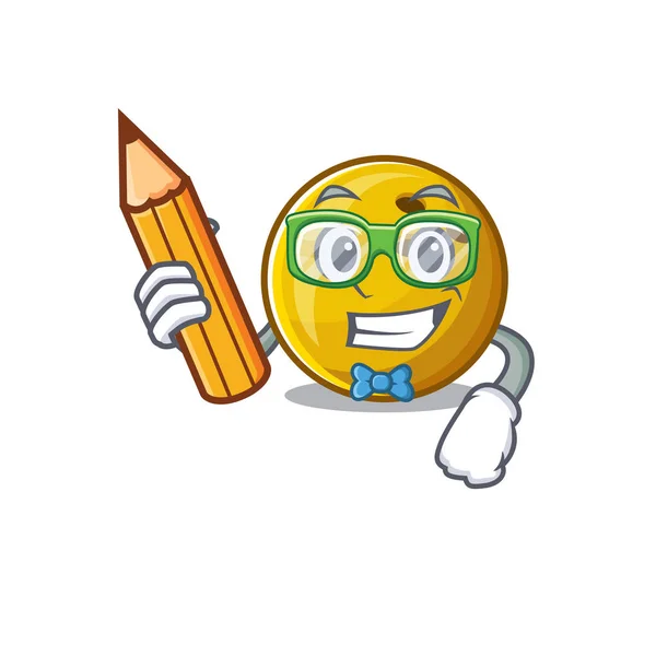 Uma imagem do estudante boliche personagem bola segurando lápis —  Vetores de Stock