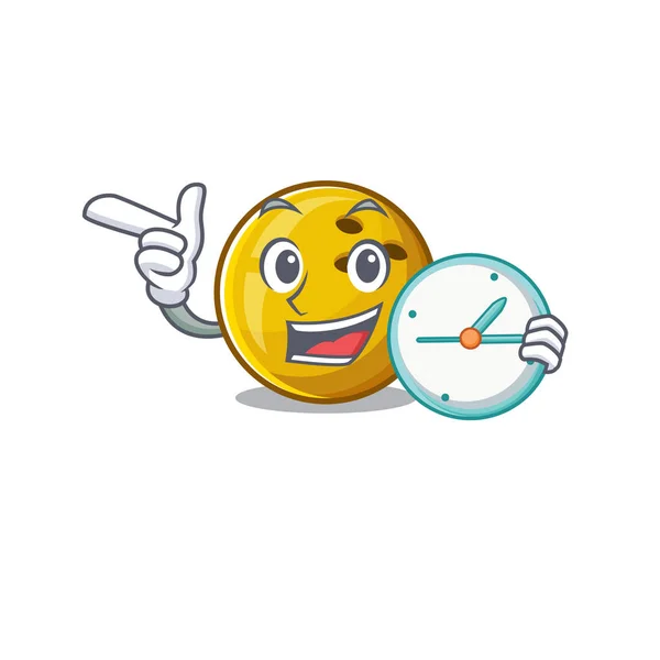 Cartoon character style bowling ball having clock — Stock Vector