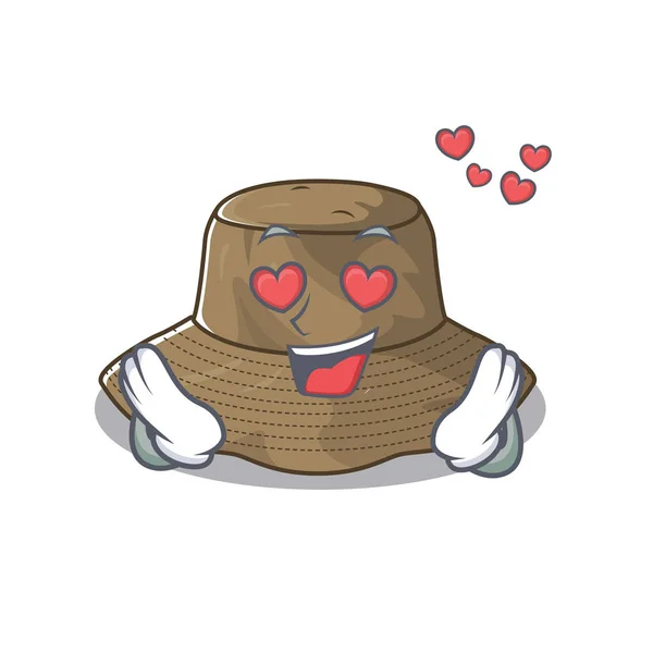 Tomber amoureux mignon seau chapeau dessin animé personnage design — Image vectorielle