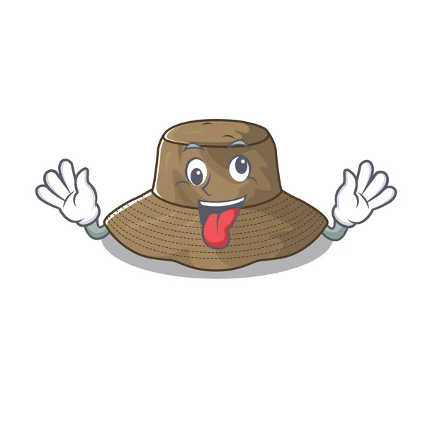 Bucket hat Cartoon character style with a crazy face — 스톡 벡터