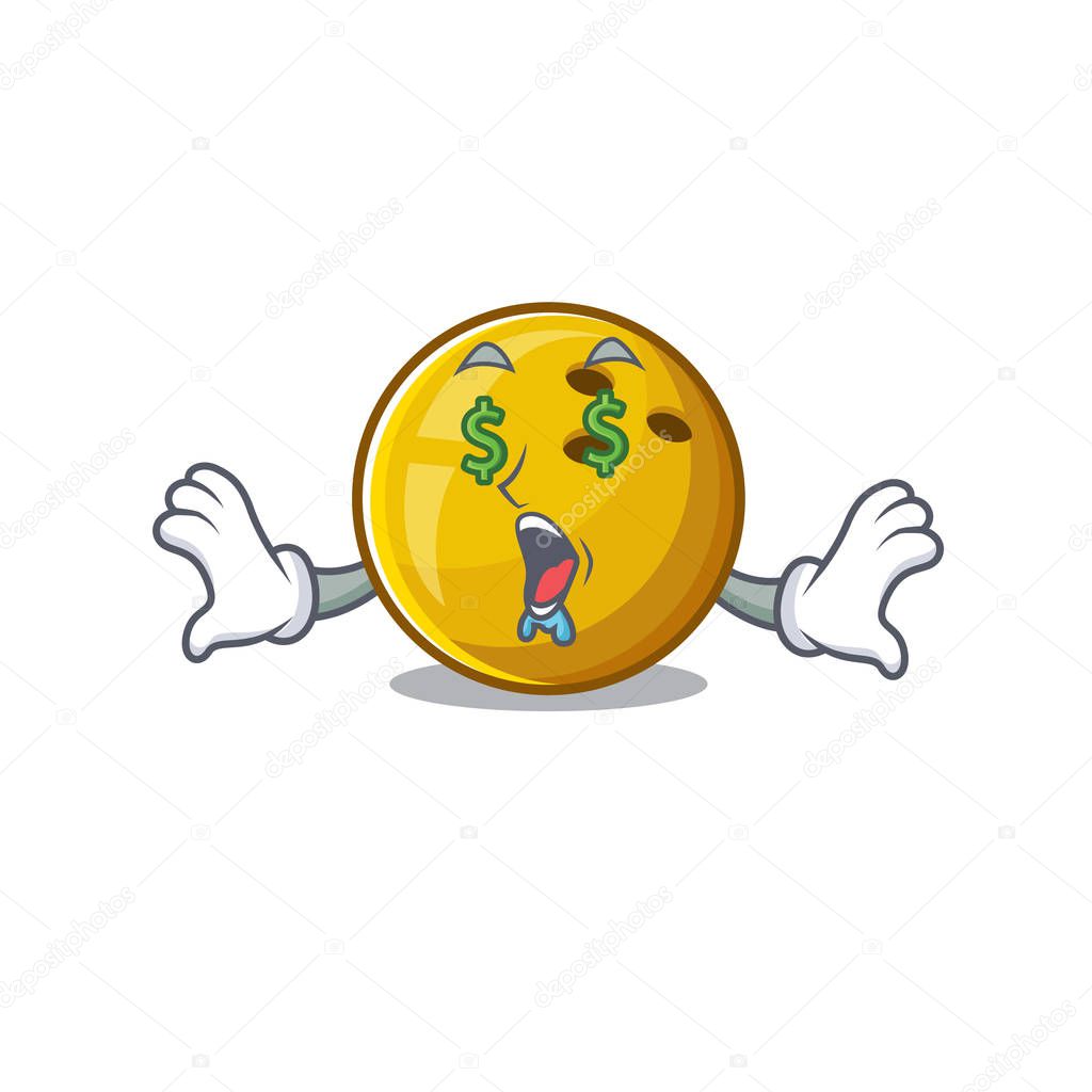 Happy rich bowling ball with Money eye cartoon character style