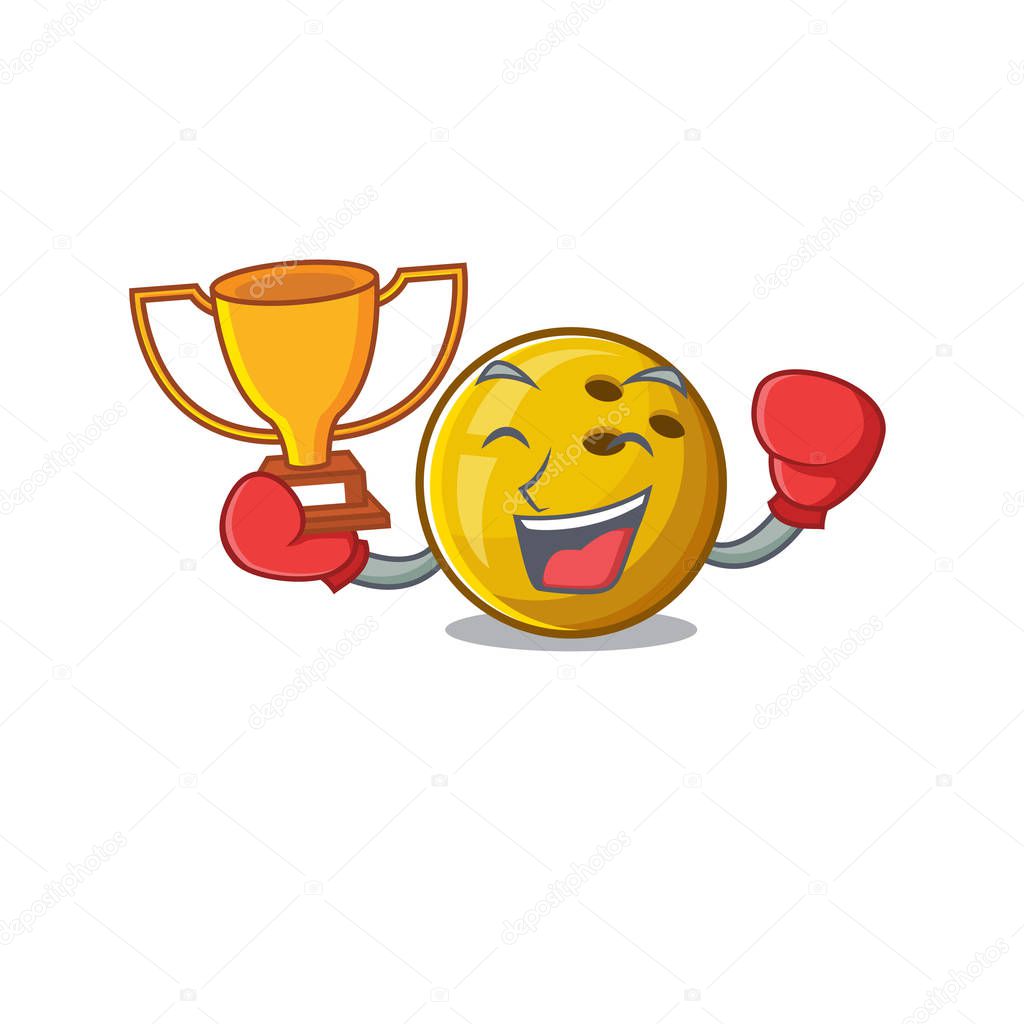 fantastic Boxing winner of bowling ball in mascot cartoon style
