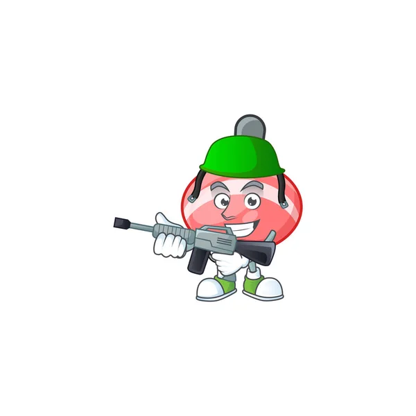 Chinese red tops toy carton character in an Army uniform with machine gun — 스톡 벡터