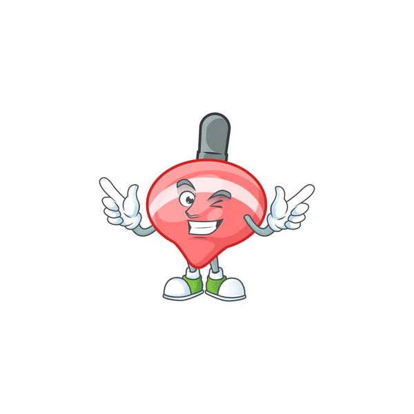 Funny twarz chiński czerwony topy zabawki postać z kreskówki z okiem Wink — Wektor stockowy