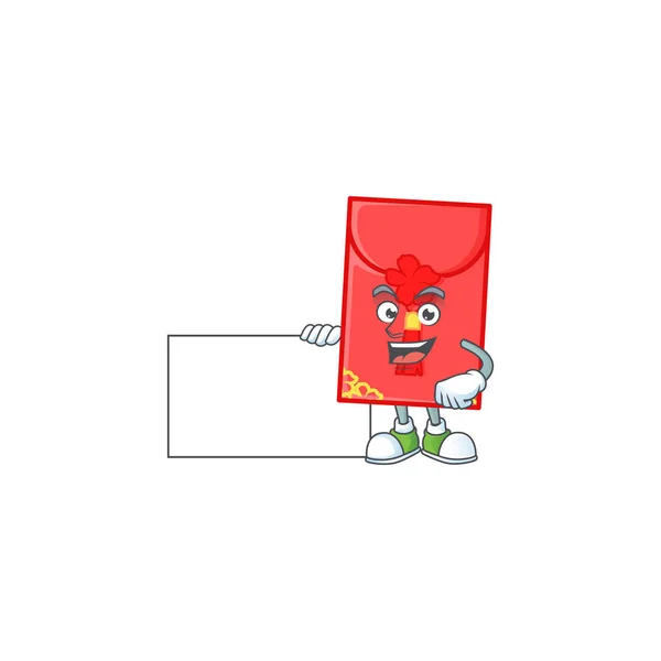 Fröhliche chinesische Umschlag Cartoon-Figur mit einem Brett — Stockvektor