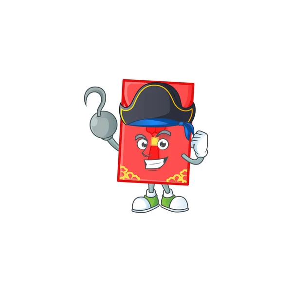 Raffreddare una mano Pirata personaggio cinese busta cartone animato indossa cappello — Vettoriale Stock