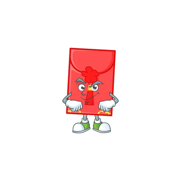 Chinese envelope mascot cartoon character style with Smirking face — 스톡 벡터