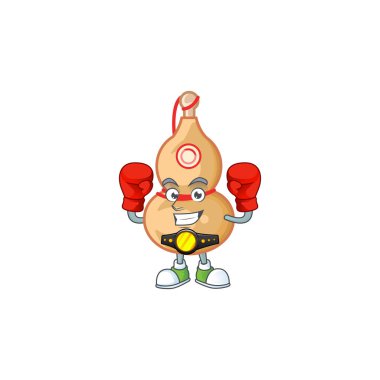 Mutlu yüz boks Çin şarabı şişesi çizgi film karakteri tasarımı