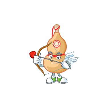 Romantik bir Çin şarabı şişesi. Oklu ve kanatlı aşk tanrısı.