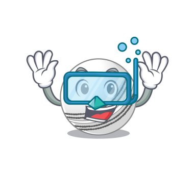 Kriket topunun dalış gözlüğü takan çizgi film karakteri