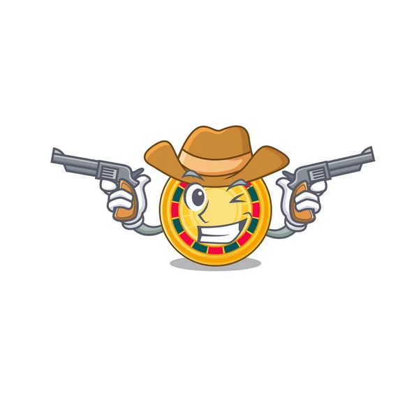 Roulette klädd som en cowboy med vapen — Stock vektor