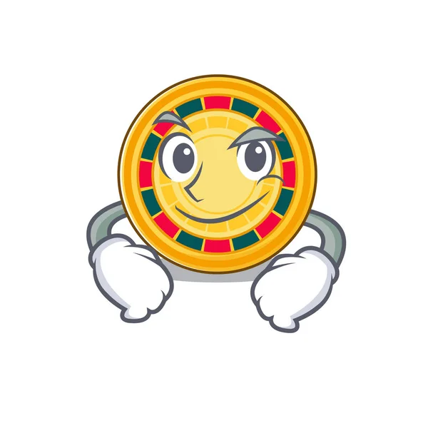 Cool roulette maskot karaktär med Smirking ansikte — Stock vektor