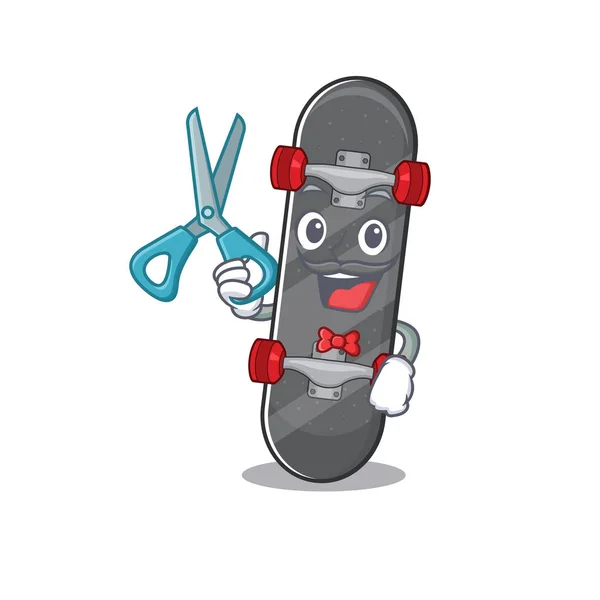 Smiley Funny Barber skateboard cartoon character design style — 스톡 벡터