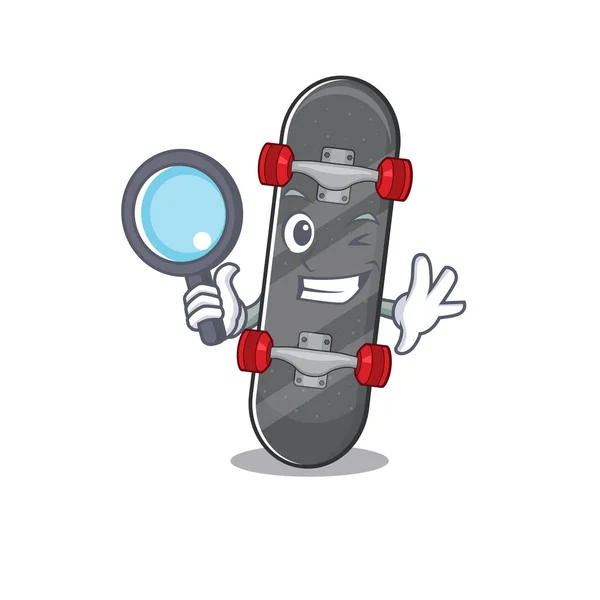 Cool and Smart skateboard Detective cartoon mascot style — 스톡 벡터