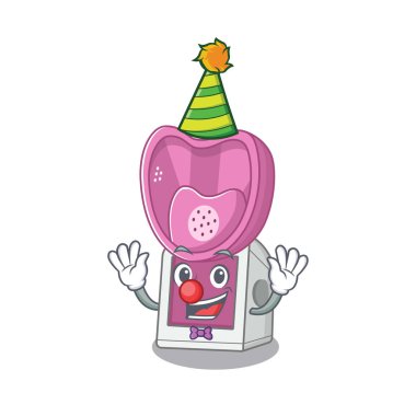 Komik palyaço buhar spreyi çizgi film karakteri maskotu tasarımı