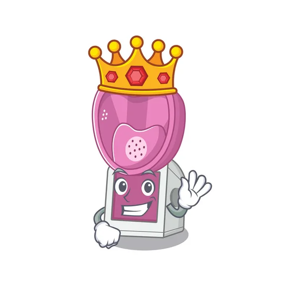 Um deslumbrante inalador de vapor estilizado de Rei no estilo mascote desenhos animados — Vetor de Stock