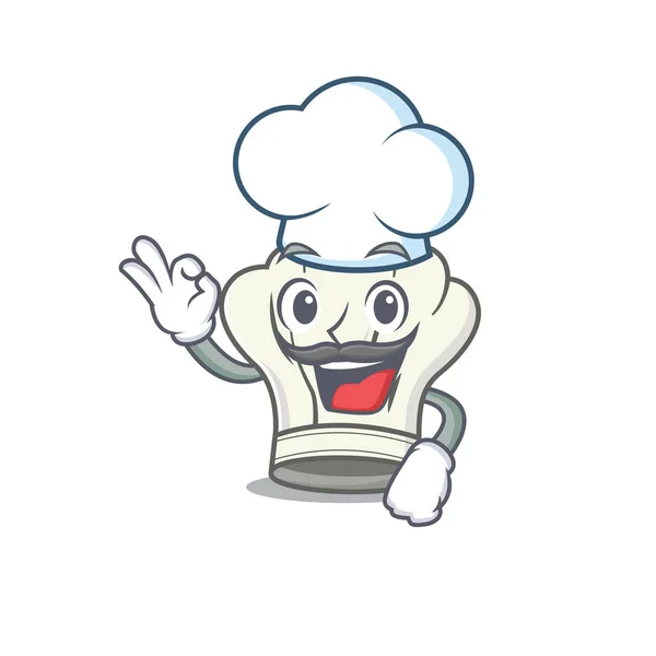 Personagem de desenho animado de chapéu de cozinheiro vestindo traje de chef e chapéu branco — Vetor de Stock