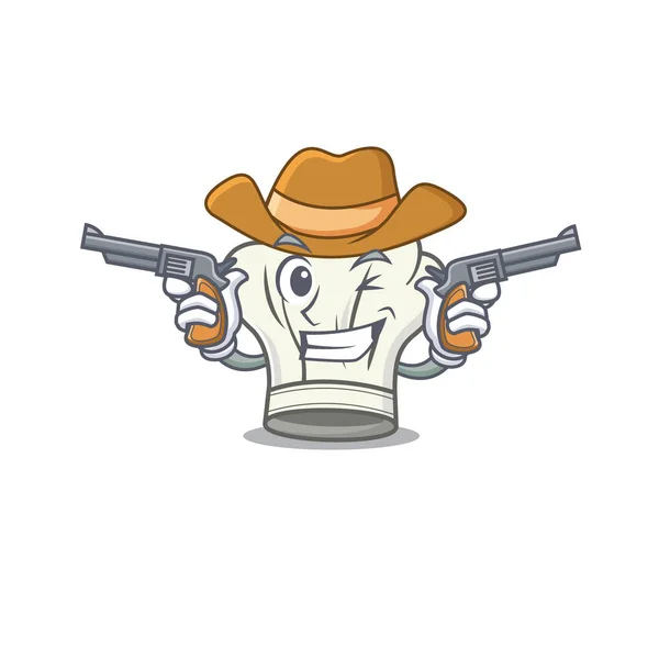 Chapeau de cuisine habillé comme un cow-boy ayant des armes — Image vectorielle