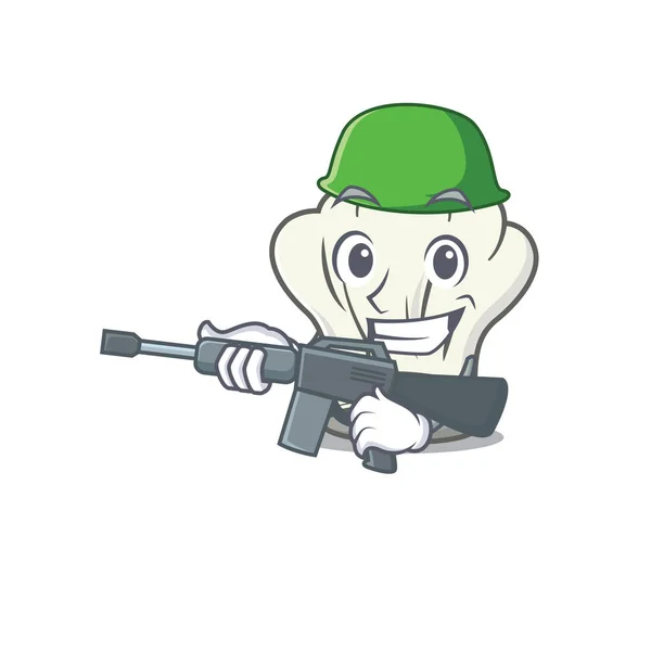 A cartoon design of cook hat Army with machine gun — 스톡 벡터