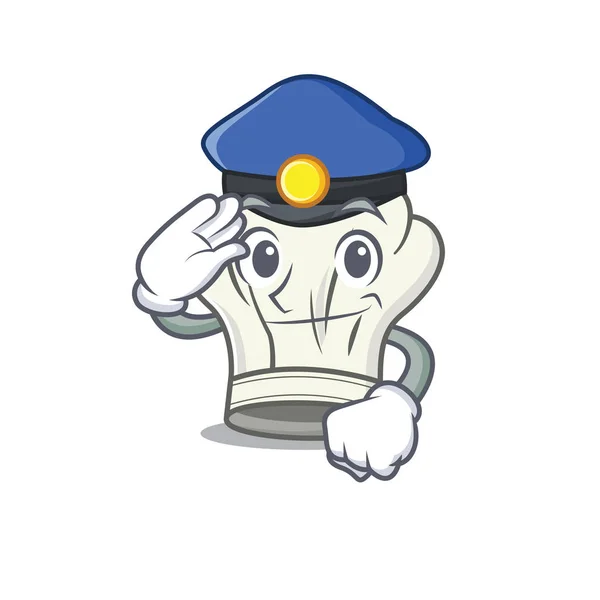 Cook chapéu mascote dos desenhos animados realizada como um policial —  Vetores de Stock
