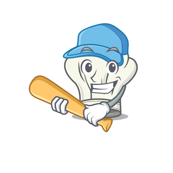 Design de personnage de dessin animé de chapeau de cuisinier sportif avec baseball — Image vectorielle