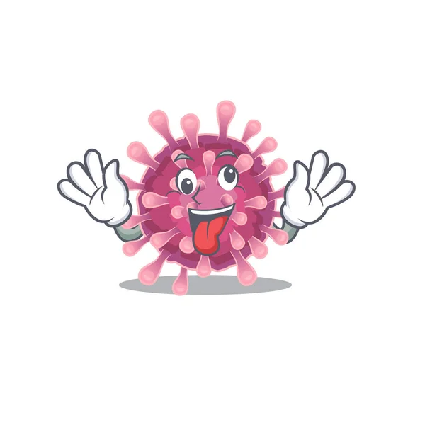 Corona virus Stile personaggio dei cartoni animati con un volto pazzo — Vettoriale Stock