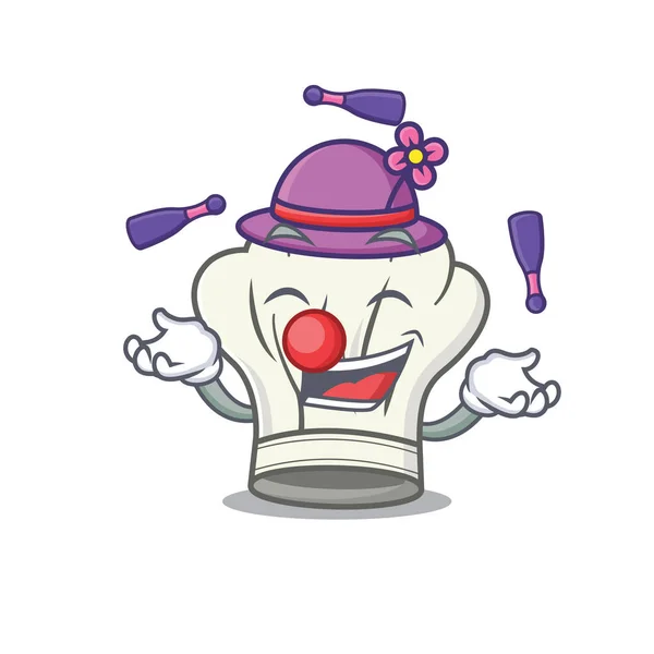 Smart cook hat cartoon character design playing Juggling — 스톡 벡터