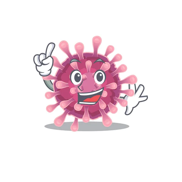 Um dedo corona vírus no estilo mascote personagem cartoon —  Vetores de Stock