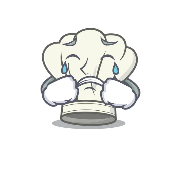 Traurig über Kochmütze Cartoon-Maskottchen-Stil — Stockvektor