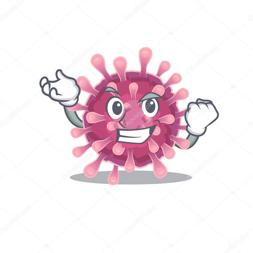 Happy confident Successful corona virus cartoon character style