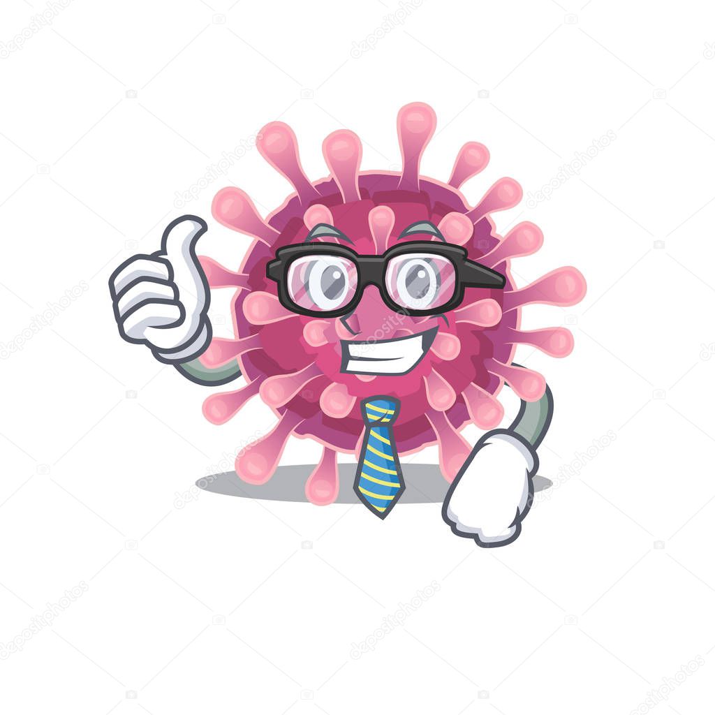 cartoon character of Businessman corona virus wearing glasses