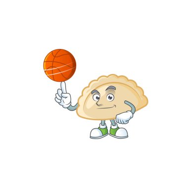 Basketbol oynayan sağlıklı bir pierogi çizgi film karakteri