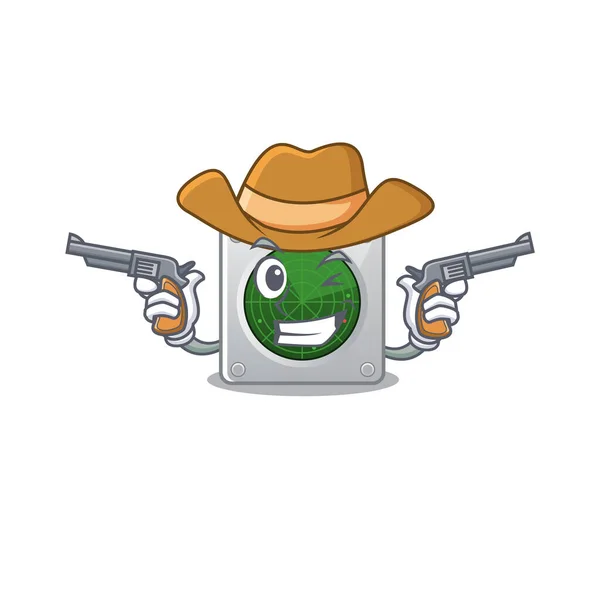 Radar vestido de Cowboy com armas —  Vetores de Stock