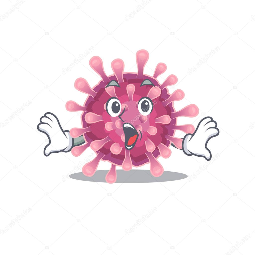 Corona virus cartoon character design on a surprised gesture